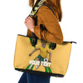 Personalized Australia Soccer Kangaroo Leather Tote Bag Gold Green Aussie Football Mascot Dynamic Sports Graphic