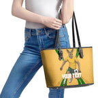 Personalized Australia Soccer Kangaroo Leather Tote Bag Gold Green Aussie Football Mascot Dynamic Sports Graphic