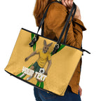 Personalized Australia Soccer Kangaroo Leather Tote Bag Gold Green Aussie Football Mascot Dynamic Sports Graphic