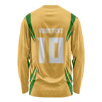 Personalized Australia Soccer Kangaroo Long Sleeve Shirt Gold Green Aussie Football Mascot Dynamic Sports Graphic
