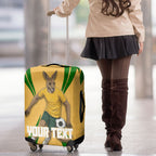 Personalized Australia Soccer Kangaroo Luggage Cover Gold Green Aussie Football Mascot Dynamic Sports Graphic
