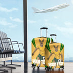 Personalized Australia Soccer Kangaroo Luggage Cover Gold Green Aussie Football Mascot Dynamic Sports Graphic