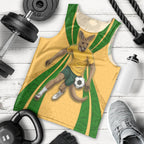 Personalized Australia Soccer Kangaroo Men Tank Top Gold Green Aussie Football Mascot Dynamic Sports Graphic