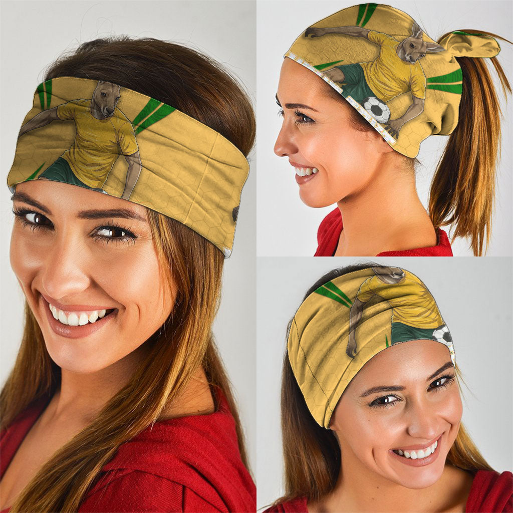 Personalized Australia Soccer Kangaroo Neck Gaiter Gold Green Aussie Football Mascot Dynamic Sports Graphic