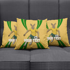 Personalized Australia Soccer Kangaroo Pillow Cover Gold Green Aussie Football Mascot Dynamic Sports Graphic