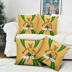Personalized Australia Soccer Kangaroo Pillow Cover Gold Green Aussie Football Mascot Dynamic Sports Graphic