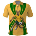 Personalized Australia Soccer Kangaroo Polo Shirt Gold Green Aussie Football Mascot Dynamic Sports Graphic