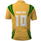 Personalized Australia Soccer Kangaroo Polo Shirt Gold Green Aussie Football Mascot Dynamic Sports Graphic