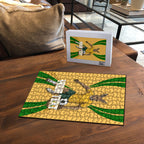 Personalized Australia Soccer Kangaroo Puzzle Gold Green Aussie Football Mascot Dynamic Sports Graphic