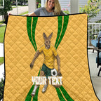 Personalized Australia Soccer Kangaroo Quilt Gold Green Aussie Football Mascot Dynamic Sports Graphic