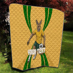Personalized Australia Soccer Kangaroo Quilt Gold Green Aussie Football Mascot Dynamic Sports Graphic