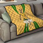 Personalized Australia Soccer Kangaroo Quilt Gold Green Aussie Football Mascot Dynamic Sports Graphic