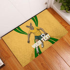 Personalized Australia Soccer Kangaroo Rubber Doormat Gold Green Aussie Football Mascot Dynamic Sports Graphic