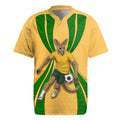 Personalized Australia Soccer Kangaroo Rugby Jersey Gold Green Aussie Football Mascot Dynamic Sports Graphic