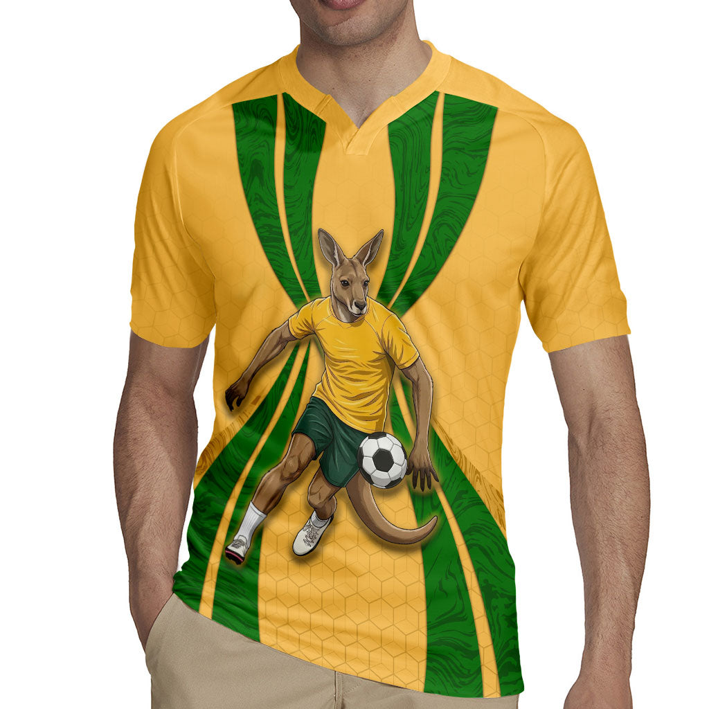 Personalized Australia Soccer Kangaroo Rugby Jersey Gold Green Aussie Football Mascot Dynamic Sports Graphic