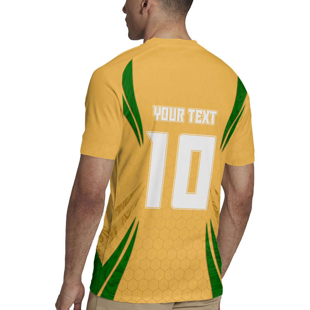 Personalized Australia Soccer Kangaroo Rugby Jersey Gold Green Aussie Football Mascot Dynamic Sports Graphic