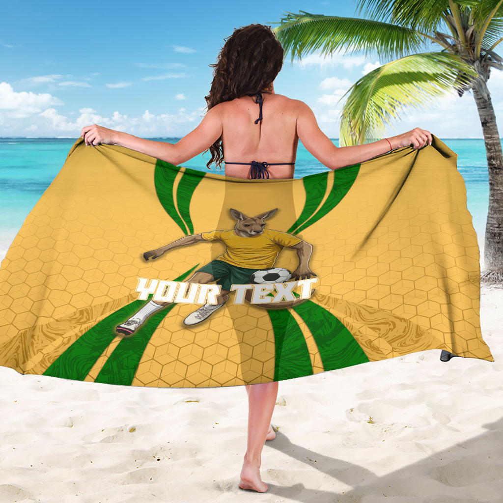 Personalized Australia Soccer Kangaroo Sarong Gold Green Aussie Football Mascot Dynamic Sports Graphic