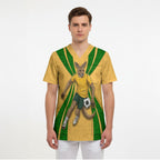 Personalized Australia Soccer Kangaroo Scrub Top Gold Green Aussie Football Mascot Dynamic Sports Graphic