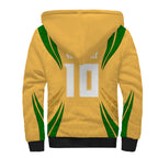 Personalized Australia Soccer Kangaroo Sherpa Hoodie Gold Green Aussie Football Mascot Dynamic Sports Graphic
