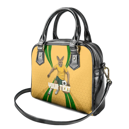 Personalized Australia Soccer Kangaroo Shoulder Handbag Gold Green Aussie Football Mascot Dynamic Sports Graphic