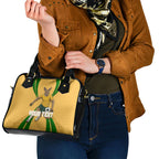 Personalized Australia Soccer Kangaroo Shoulder Handbag Gold Green Aussie Football Mascot Dynamic Sports Graphic