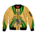 Personalized Australia Soccer Kangaroo Sleeve Zip Bomber Jacket Gold Green Aussie Football Mascot Dynamic Sports Graphic