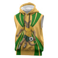 Personalized Australia Soccer Kangaroo Sleeveless Hoodie Gold Green Aussie Football Mascot Dynamic Sports Graphic