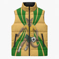 Personalized Australia Soccer Kangaroo Sleeveless Puffer Jacket Gold Green Aussie Football Mascot Dynamic Sports Graphic