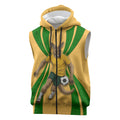 Personalized Australia Soccer Kangaroo Sleeveless Zip Hoodie Gold Green Aussie Football Mascot Dynamic Sports Graphic