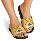 Personalized Australia Soccer Kangaroo Slide Sandals Gold Green Aussie Football Mascot Dynamic Sports Graphic