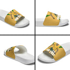 Personalized Australia Soccer Kangaroo Slide Sandals Gold Green Aussie Football Mascot Dynamic Sports Graphic