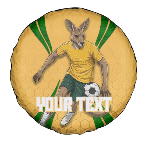 Personalized Australia Soccer Kangaroo Spare Tire Cover Gold Green Aussie Football Mascot Dynamic Sports Graphic