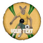 Personalized Australia Soccer Kangaroo Spare Tire Cover Gold Green Aussie Football Mascot Dynamic Sports Graphic