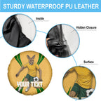 Personalized Australia Soccer Kangaroo Spare Tire Cover Gold Green Aussie Football Mascot Dynamic Sports Graphic