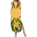 Personalized Australia Soccer Kangaroo Summer Maxi Dress Gold Green Aussie Football Mascot Dynamic Sports Graphic