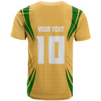 Personalized Australia Soccer Kangaroo T Shirt Gold Green Aussie Football Mascot Dynamic Sports Graphic