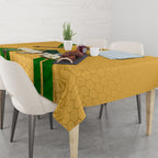 Personalized Australia Soccer Kangaroo Tablecloth Gold Green Aussie Football Mascot Dynamic Sports Graphic