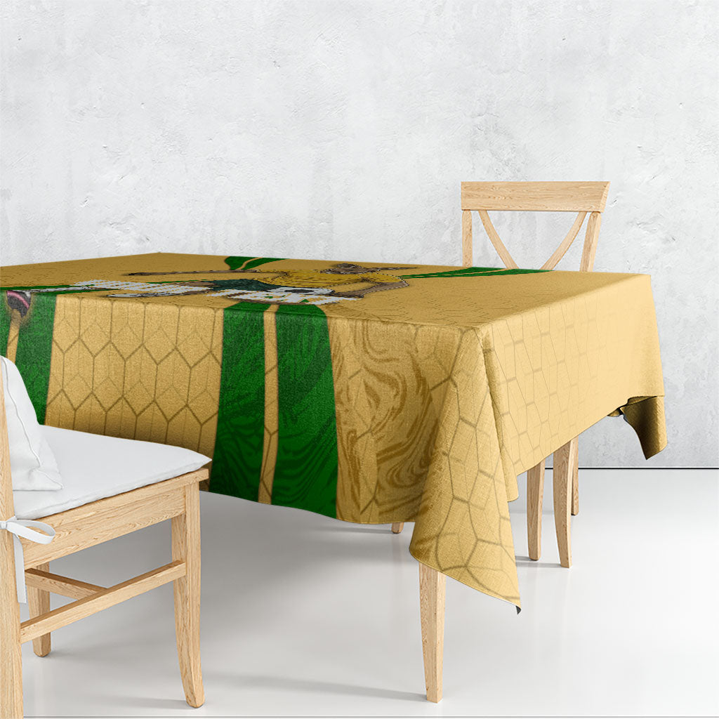 Personalized Australia Soccer Kangaroo Tablecloth Gold Green Aussie Football Mascot Dynamic Sports Graphic