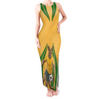 Personalized Australia Soccer Kangaroo Tank Maxi Dress Gold Green Aussie Football Mascot Dynamic Sports Graphic