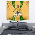 Personalized Australia Soccer Kangaroo Tapestry Gold Green Aussie Football Mascot Dynamic Sports Graphic