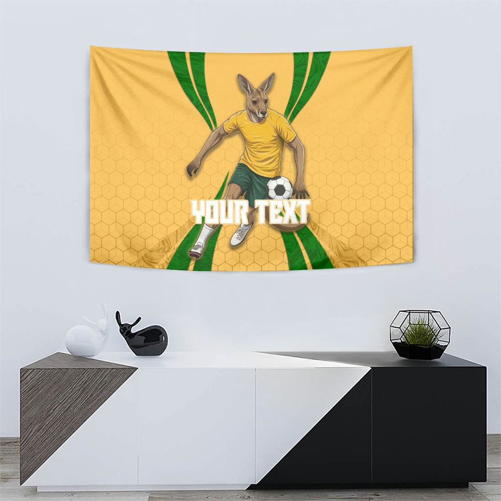 Personalized Australia Soccer Kangaroo Tapestry Gold Green Aussie Football Mascot Dynamic Sports Graphic
