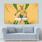 Personalized Australia Soccer Kangaroo Tapestry Gold Green Aussie Football Mascot Dynamic Sports Graphic
