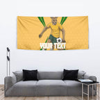 Personalized Australia Soccer Kangaroo Tapestry Gold Green Aussie Football Mascot Dynamic Sports Graphic