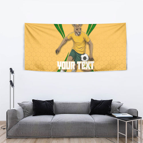 Personalized Australia Soccer Kangaroo Tapestry Gold Green Aussie Football Mascot Dynamic Sports Graphic