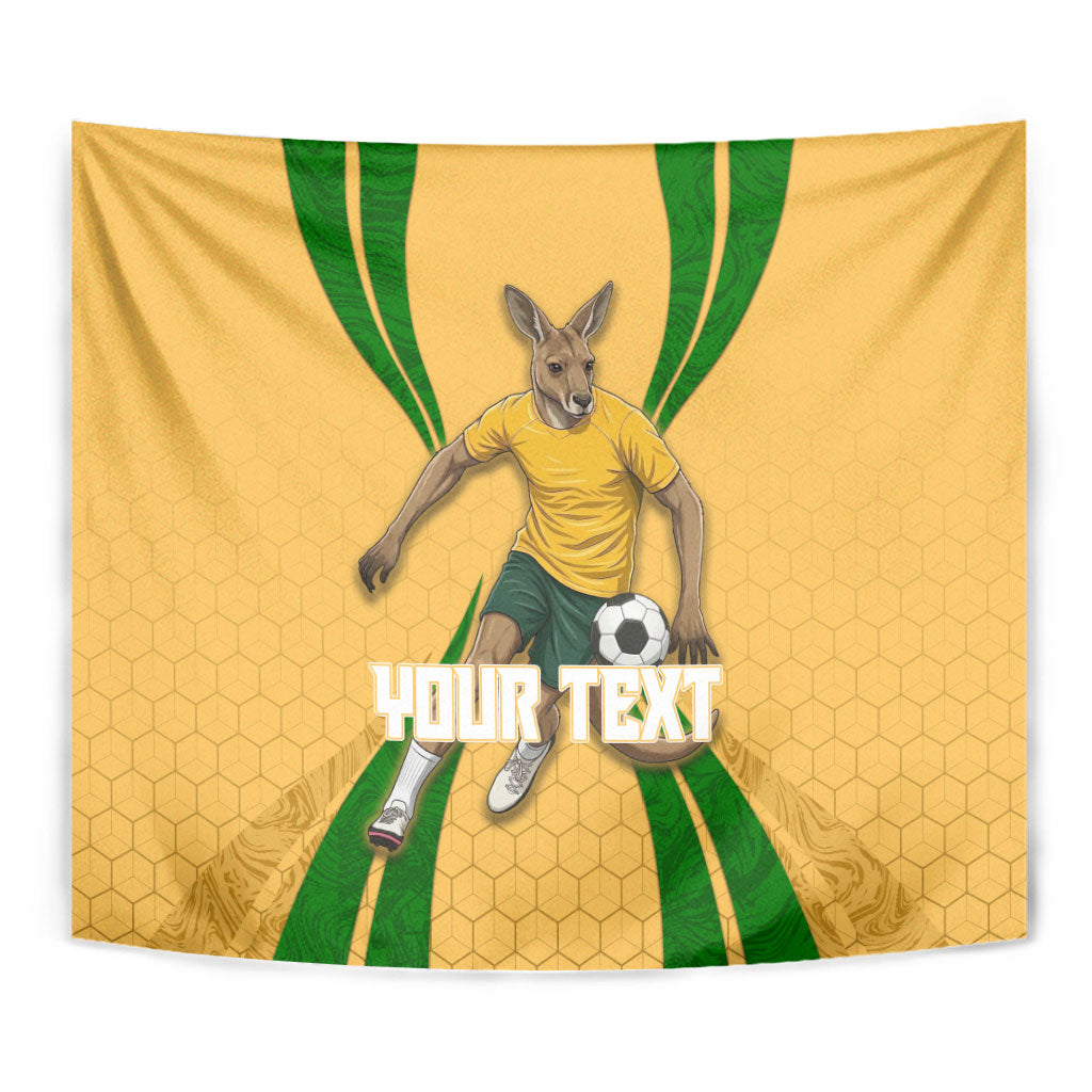 Personalized Australia Soccer Kangaroo Tapestry Gold Green Aussie Football Mascot Dynamic Sports Graphic