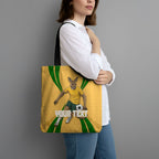 Personalized Australia Soccer Kangaroo Tote Bag Gold Green Aussie Football Mascot Dynamic Sports Graphic