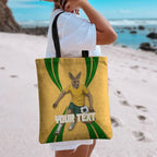 Personalized Australia Soccer Kangaroo Tote Bag Gold Green Aussie Football Mascot Dynamic Sports Graphic