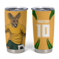 Personalized Australia Soccer Kangaroo Tumbler Cup Gold Green Aussie Football Mascot Dynamic Sports Graphic