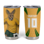 Personalized Australia Soccer Kangaroo Tumbler Cup Gold Green Aussie Football Mascot Dynamic Sports Graphic