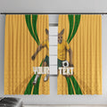 Personalized Australia Soccer Kangaroo Window Curtain Gold Green Aussie Football Mascot Dynamic Sports Graphic